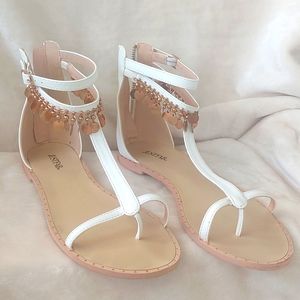 White/Rose Gold JustFab Sandal